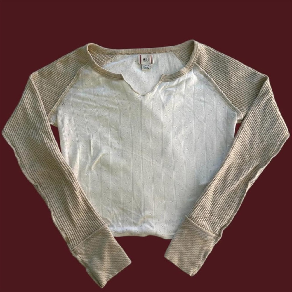 Urban Outfitters Cream and Brown Knit Top